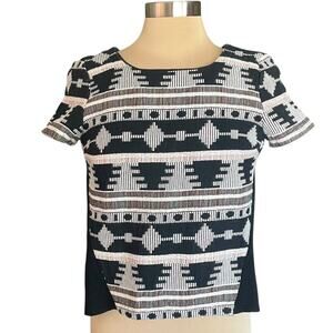 Sunday In Brooklyn Ellery Top Sz XS Woven Tapestry Front Knit Back Short Sleeve
